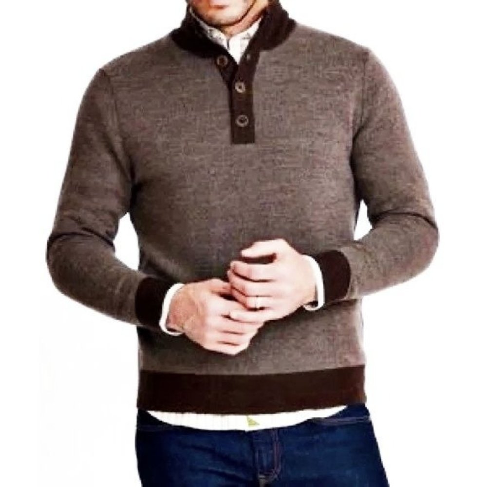 Untuckit Size XXL Sorensen Extra Fine Merino Wool Brown Pullover Sweater
